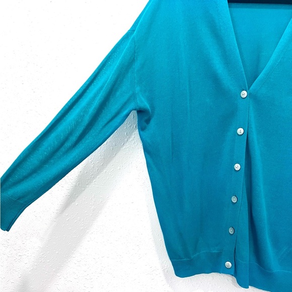 Zara Blue Cardigan Sweater V-Neck Knit medium - Picture 4 of 7